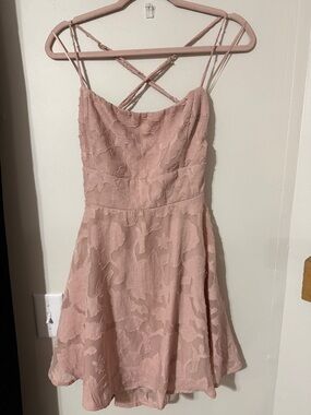 Lovely Day Blush Pink Floral Fit-and-Flare Mini Dress